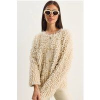Strukturierter Flauschiger Cardigan mit Knöpfen