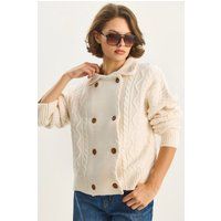 Zweireihiger Cardigan mit Strukturmuster