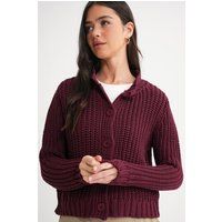 Grober Rippstrick-Cardigan mit Stehkragen