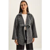 Strukturierter Oversize-Cardigan mit Bindegürtel