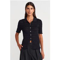 Strukturierter Rippstrick-Polo-Cardigan