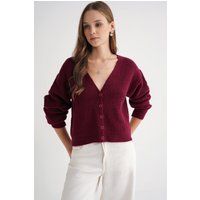 Gerippter Cardigan mit V-Ausschnitt
