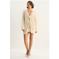 Flauschi-Midi-Cardigan mit Bindebändern