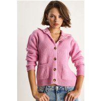 Strukturierter gerippter Cardigan mit Knopfleiste
