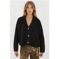 Oversized Rippstrick-Cardigan mit V-Ausschnitt