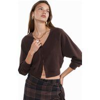 Rippstrick-Cardigan mit V-Ausschnitt