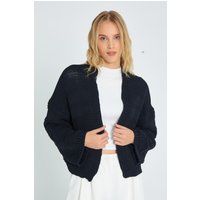 Strukturierter Voluminöser Kurz-Strickcardigan