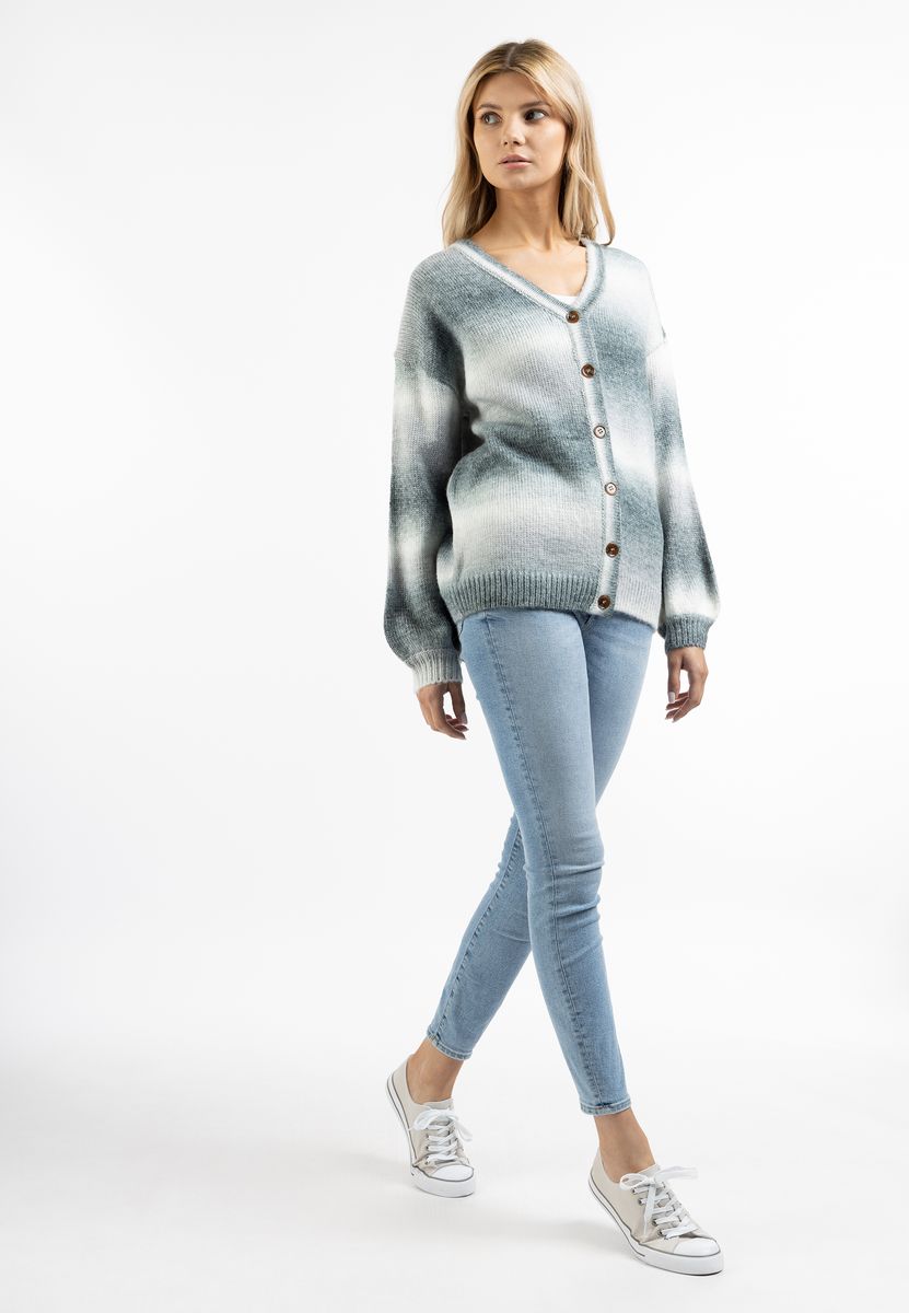 Lockerer Cardigan mit V-Ausschnitt Farbverlauf