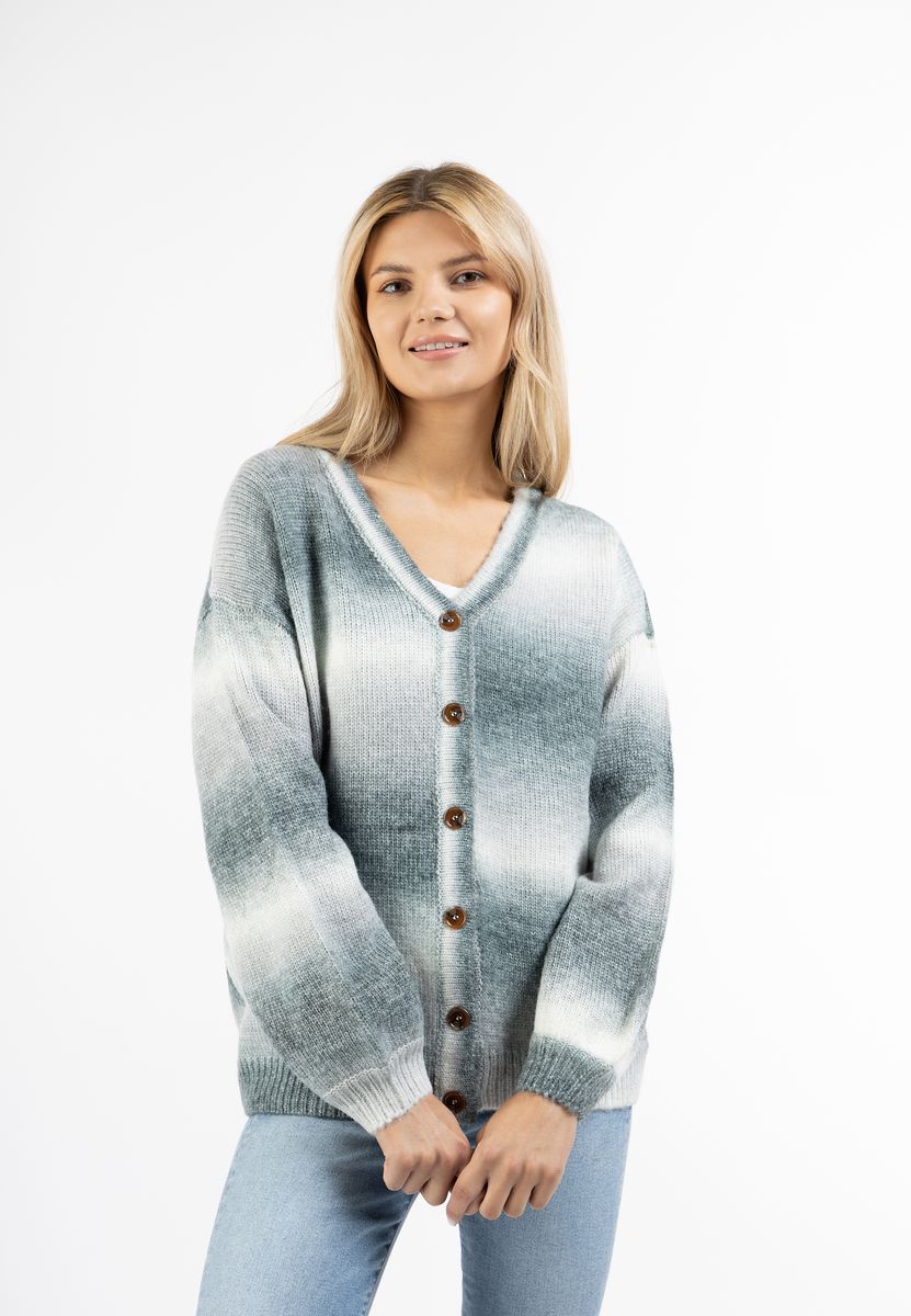 Lockerer Cardigan mit V-Ausschnitt Farbverlauf