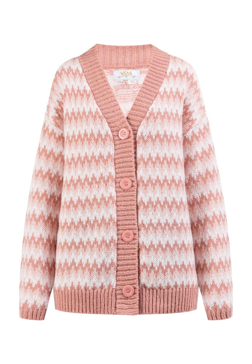 Retro-Strickjacke mit Zickzack-Muster
