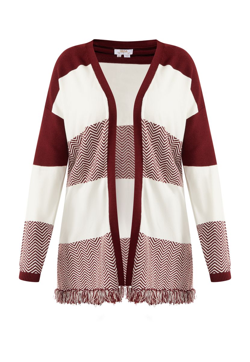 Gemusterter Cardigan mit Fransen