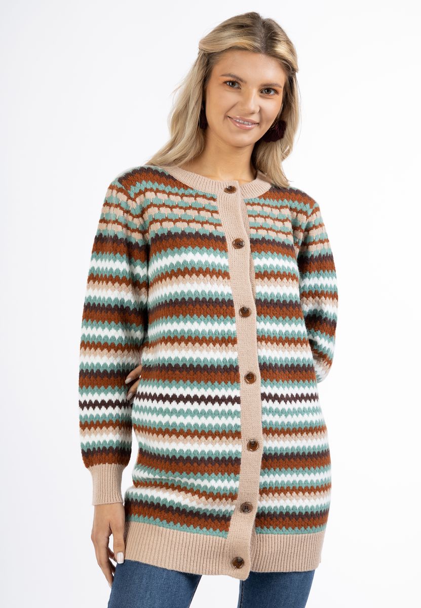 Gemusterter Cardigan im Retro-Look