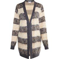 Gemusterter flauschiger Cardigan ohne Verschluss