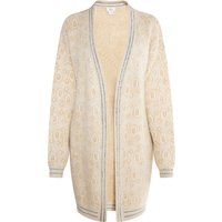 Langer flauschiger Strickcardigan mit Leopardenmuster