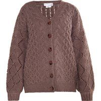 Oversize-Cardigan mit gemischtem Strickmuster