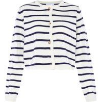 Gestreifte Strickjacke mit Rundhalsausschnitt