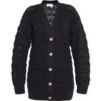 Langer Cardigan mit Lochstrick-Muster