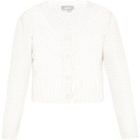 Strickjacke mit V-Ausschnitt und Ajourmuster