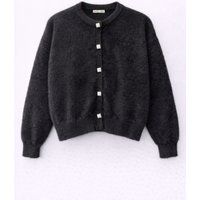 Flauschiger Oversized-Cardigan mit Perlenknöpfen
