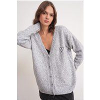 Übergroßer Strickcardigan mit Herzdetail