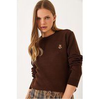 Bestickter Strickpullover mit Teddybär