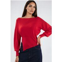 Asymmetrischer Pullover mit U-Boot-Ausschnitt