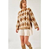 Oversize-Strickpullover mit Argyle-Muster