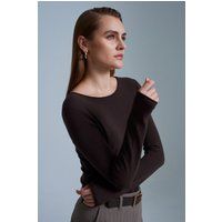 Rippstrick-Pullover mit Boot-Ausschnitt