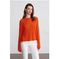 Rippstrick-Pullover mit U-Boot-Ausschnitt