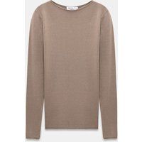 Slim-Fit Rippstrick-Pullover mit U-Boot-Ausschnitt
