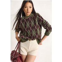 Klassischer Strickpullover mit Rautenmuster