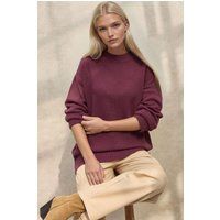 Grobstrick-Langpullover mit Rundhalsausschnitt