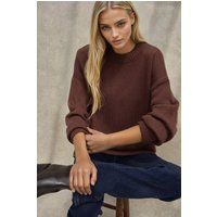 Grobstrick-Pullover mit Rundhalsausschnitt