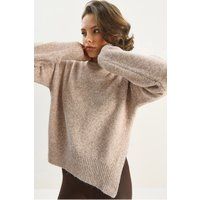 Dicker Oversize-Strickpullover mit Rundhalsausschnitt