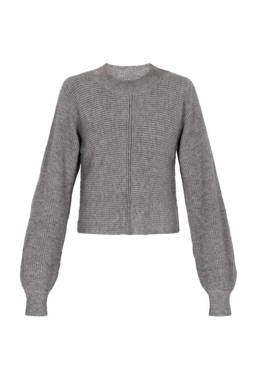 Gerippter Crop-Pullover mit Nahtdetail