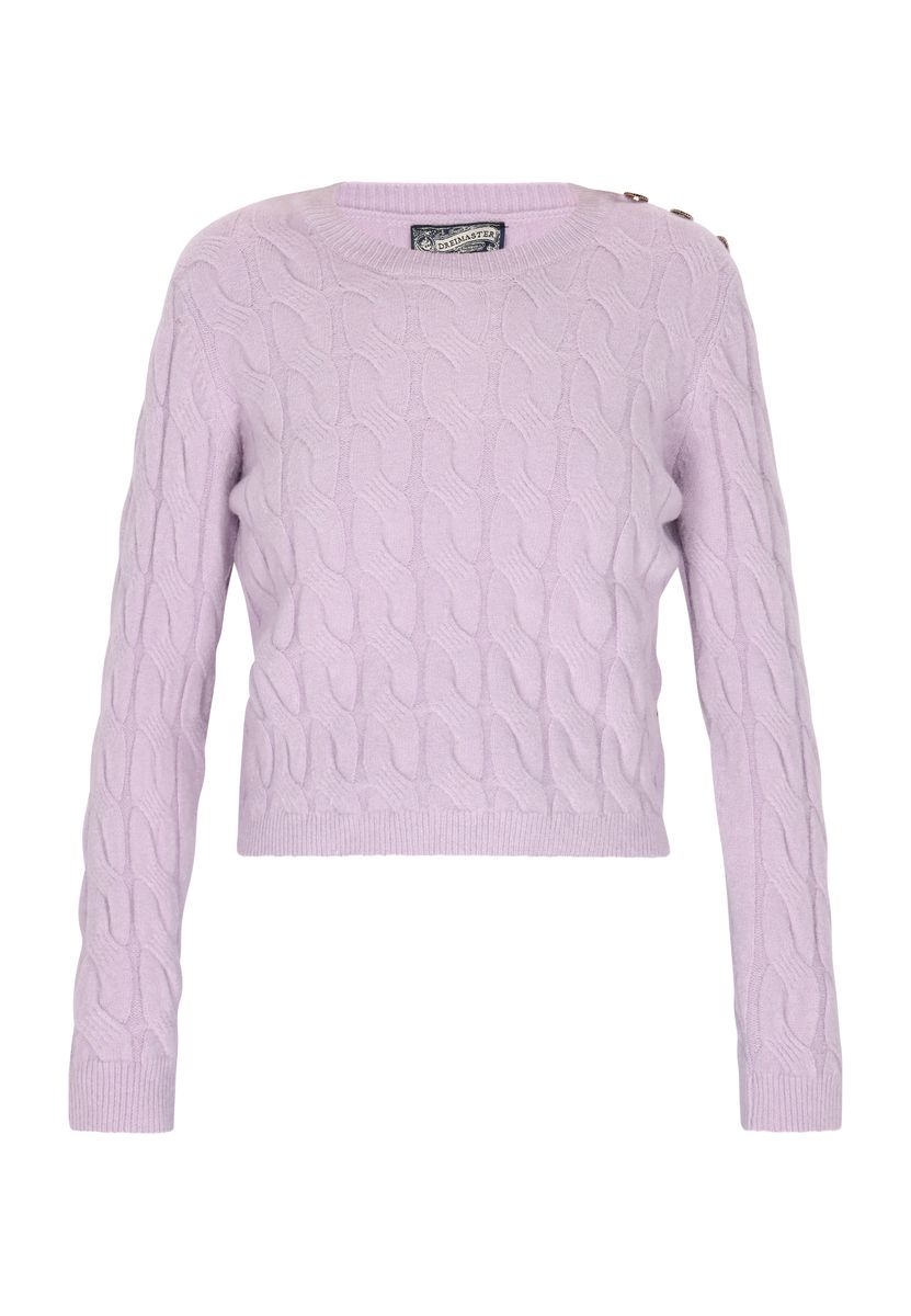 Zopfstrickpullover mit Schulterknöpfen