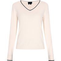 Klassischer V-Ausschnitt-Pullover mit Kontrastdetails