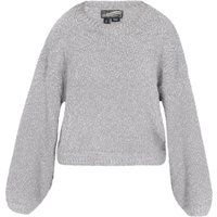 Bouclé-Strickpullover mit Laternenärmeln