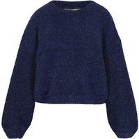 Bouclé-Strickpullover mit Laternenärmeln