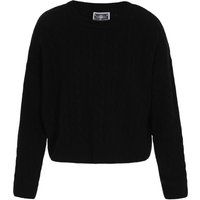 Strukturierter Zopfstrickpullover mit Rundhalsausschnitt