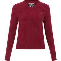V-Ausschnitt Zopfstrickpullover