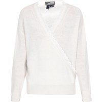 Strickpullover in Wickeloptik mit Spitze