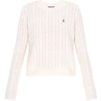 Klassischer Zopfstrickpullover mit Anker-Stickerei
