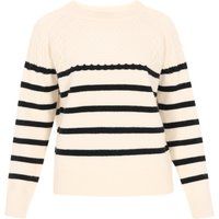 Nautischer Streifen-Zopfmuster-Pullover