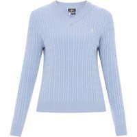 Klassischer V-Ausschnitt Zopfstrickpullover