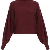 Gerippter Pullover mit Fledermausärmeln