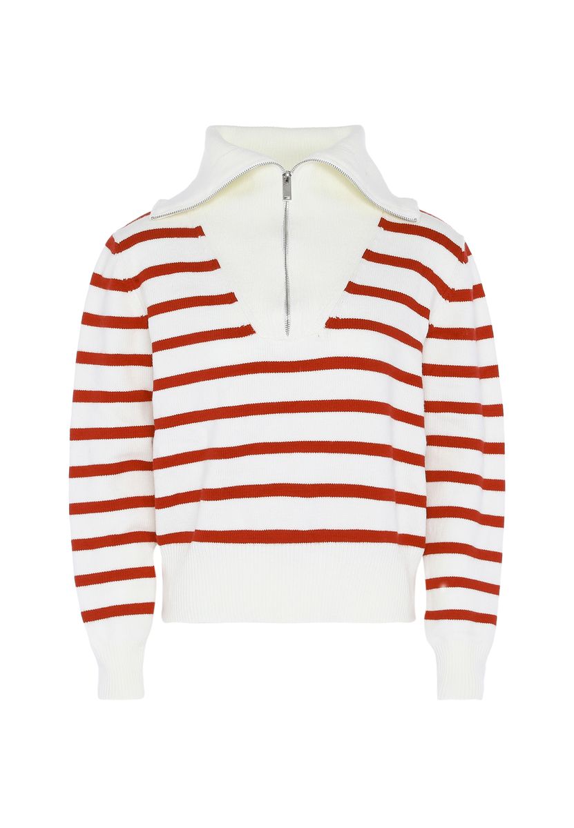 Gestreifter Troyer-Pullover mit Reißverschluss