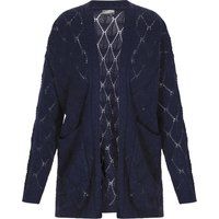 Strickjacke mit Lochmuster und offener Vorderseite