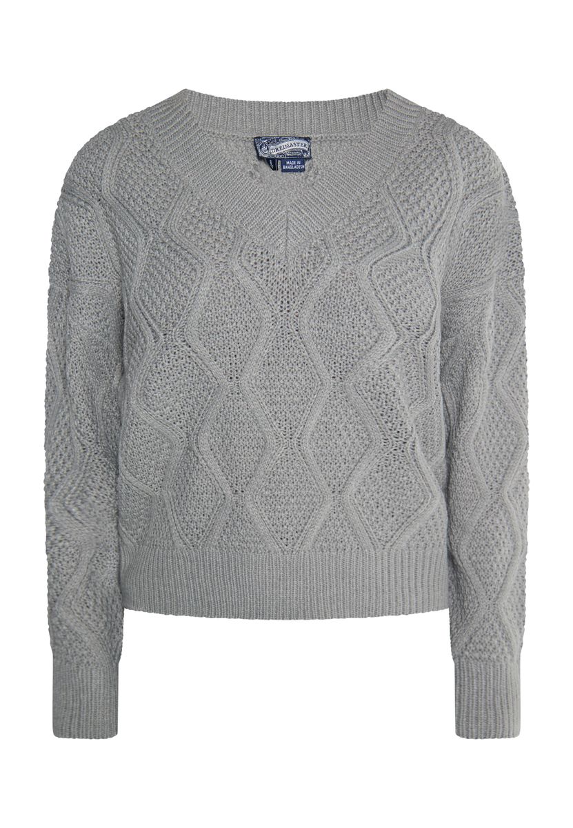 Strickpullover mit Wellenmuster und V-Ausschnitt