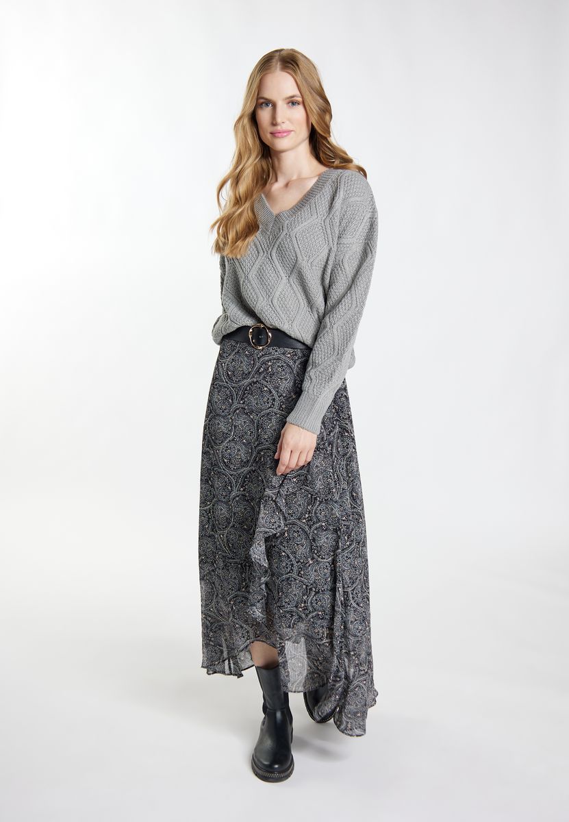 Strickpullover mit Wellenmuster und V-Ausschnitt